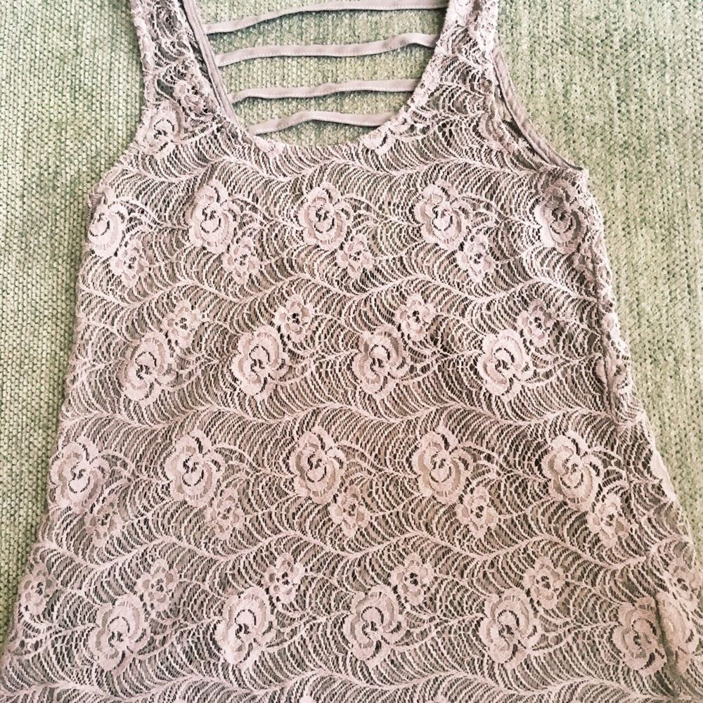 Brown lace tank top blouse